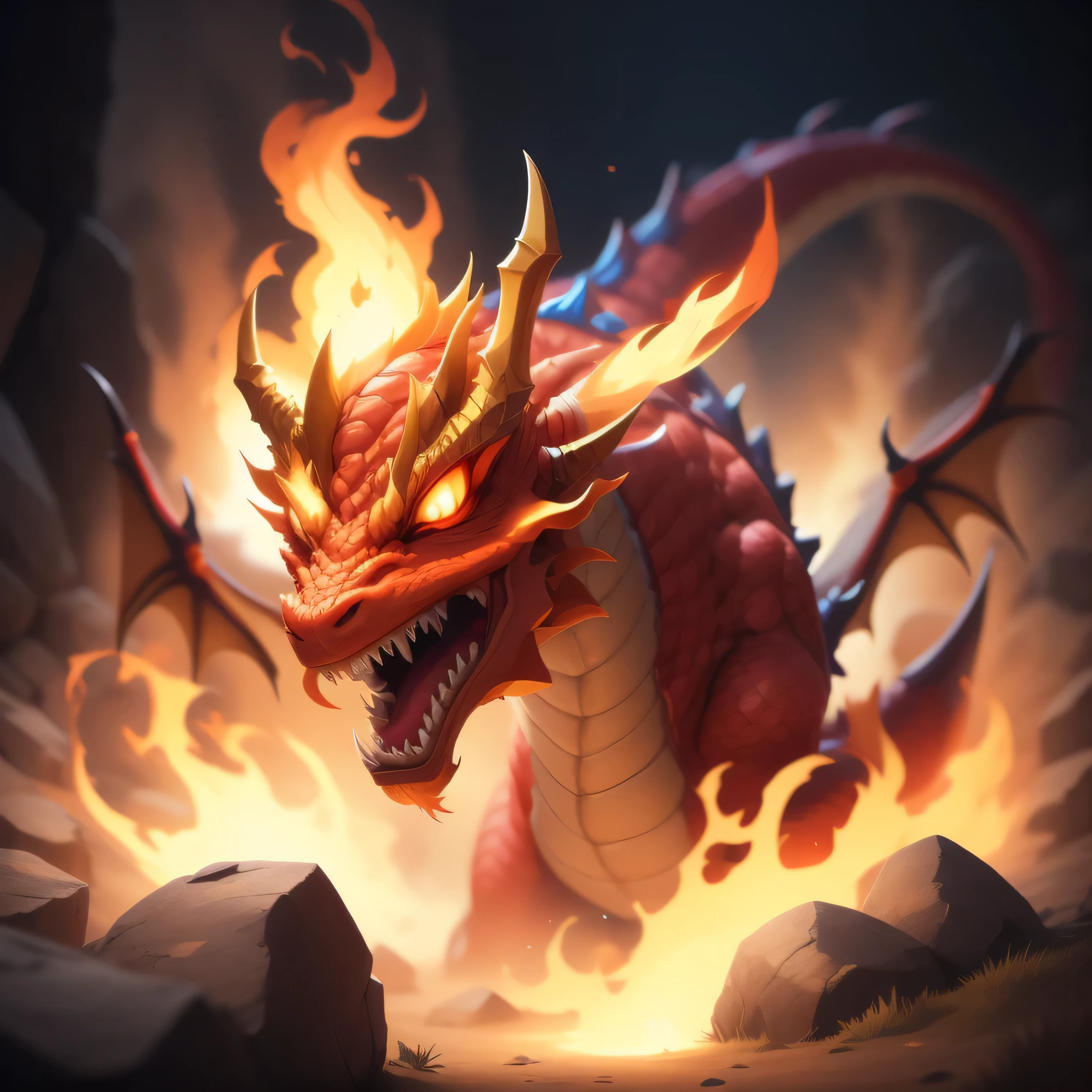 Masterpiece,High Quality,High resolution,The highest resolution,White background,Complicated details,Highest quality,game icon,game icon institute,cartoon_style,full body,Dragon,Flame,