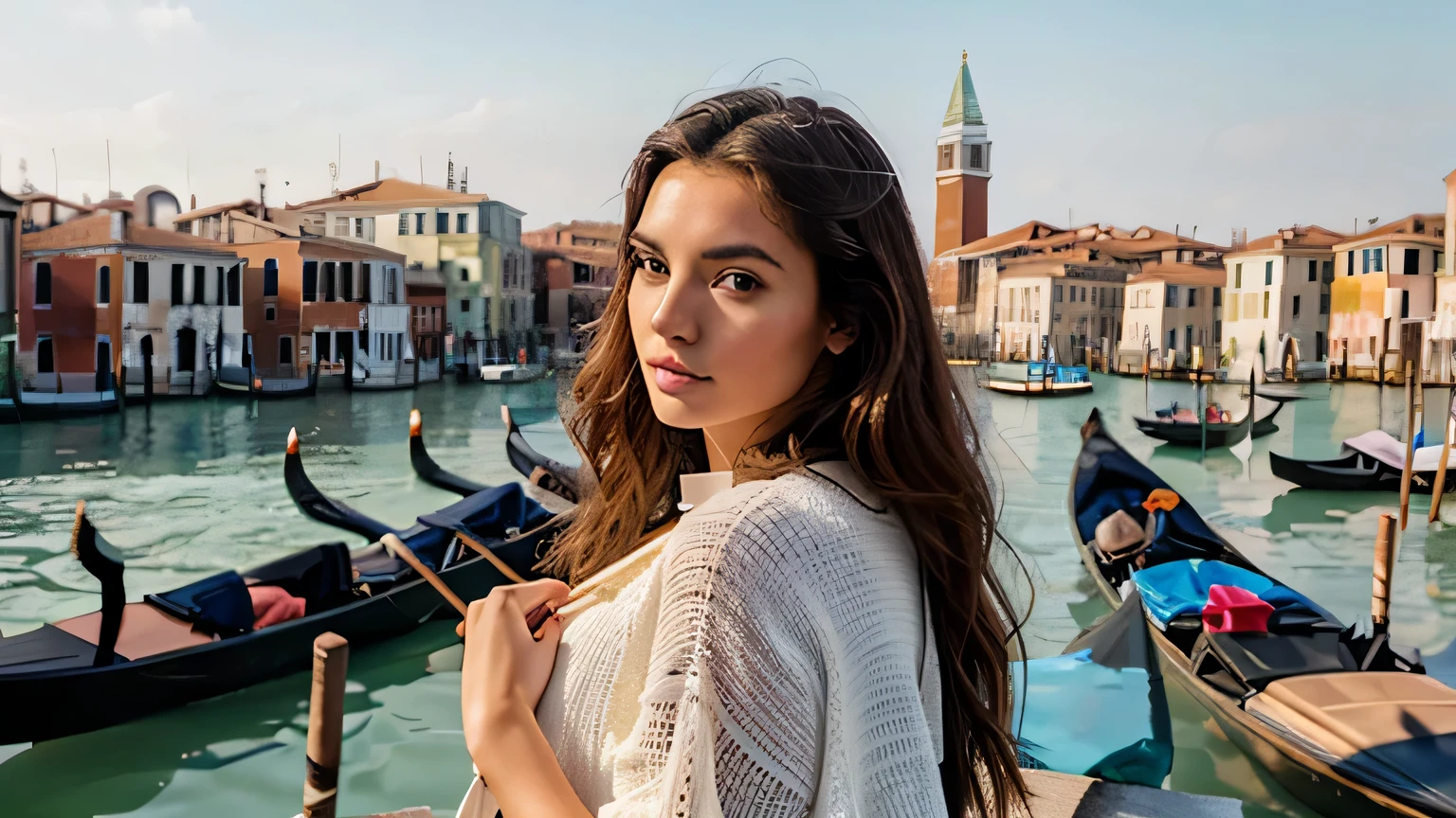 Influencer-Model, breathtakingly beautiful, Besuch in Venedig