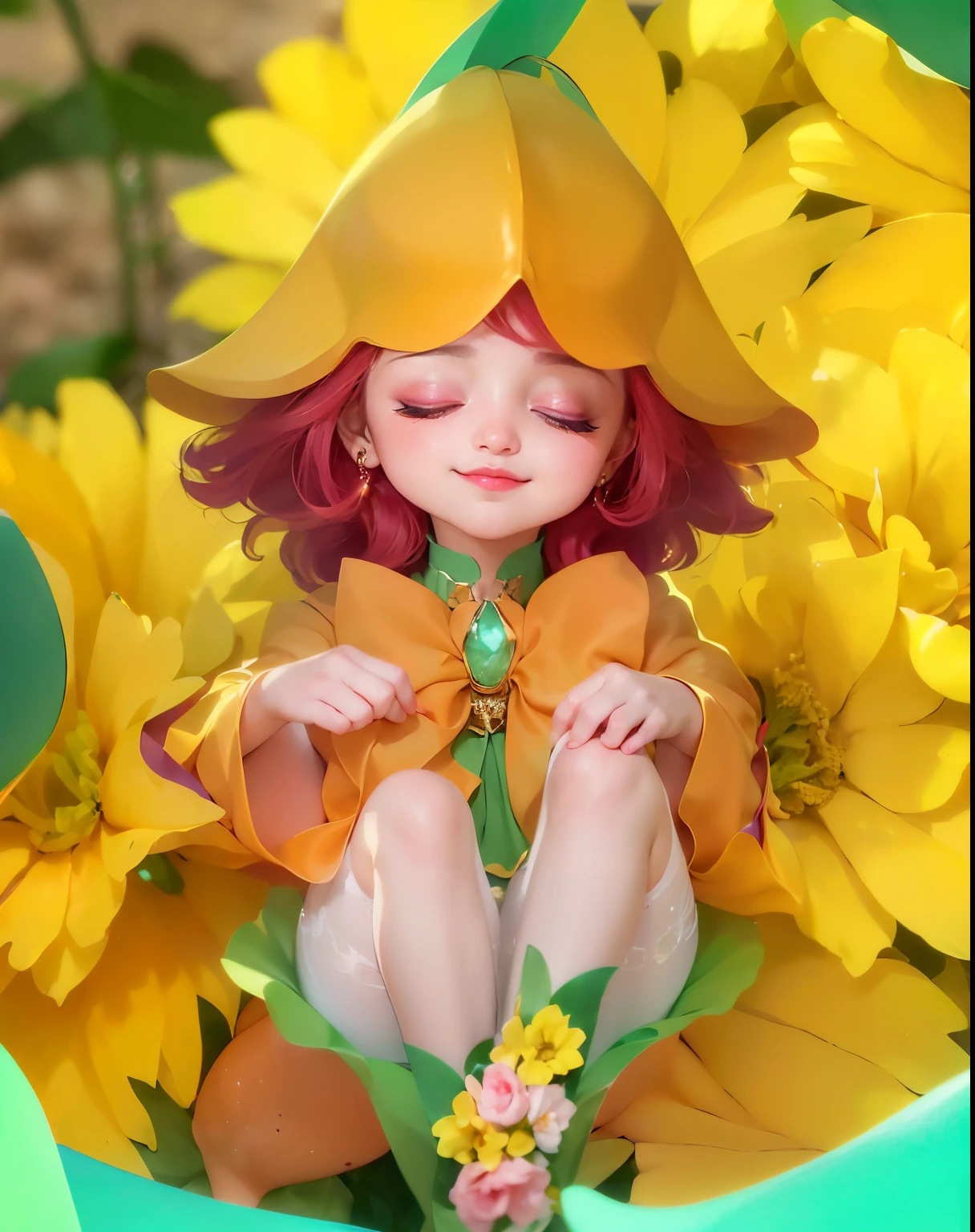 (8k, RAW photo, photorealistic:1.25) ,( lipgloss, eyelashes, gloss-face, glossy skin, best quality, ultra highres, depth of field, chromatic aberration, caustics, Broad lighting, natural shading, looking at viewer with a serene and goddess-like happiness, (8k, RAW photo, photorealistic:1.25) ,( lipgloss, eyelashes, gloss-face, glossy skin, best quality, ultra highres, depth of field, chromatic aberration, caustics, Broad lighting, natural shading, looking at viewer with a serene and goddess-like happiness, change from mobile legend game, red hair, green ribbon, dynamic pose, outer space, relisem,close your eyes