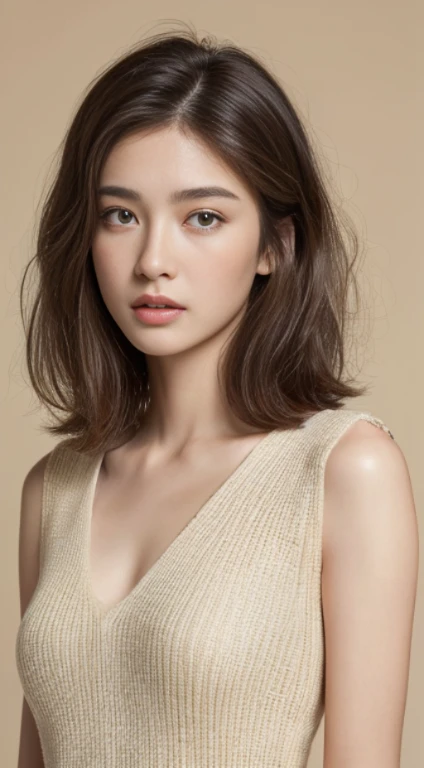 ((highest quality, 8k, masterpiece:1.3)), concentrate: 1.2, perfect body beauty: 1.4, buttocks: 1.2, layered haircut, Highly detailed face and skin texture, delicate eyes, double eyelid, whitened skin, long brown hair、slim、thin、model body shape、Unparalleled naked beauty
