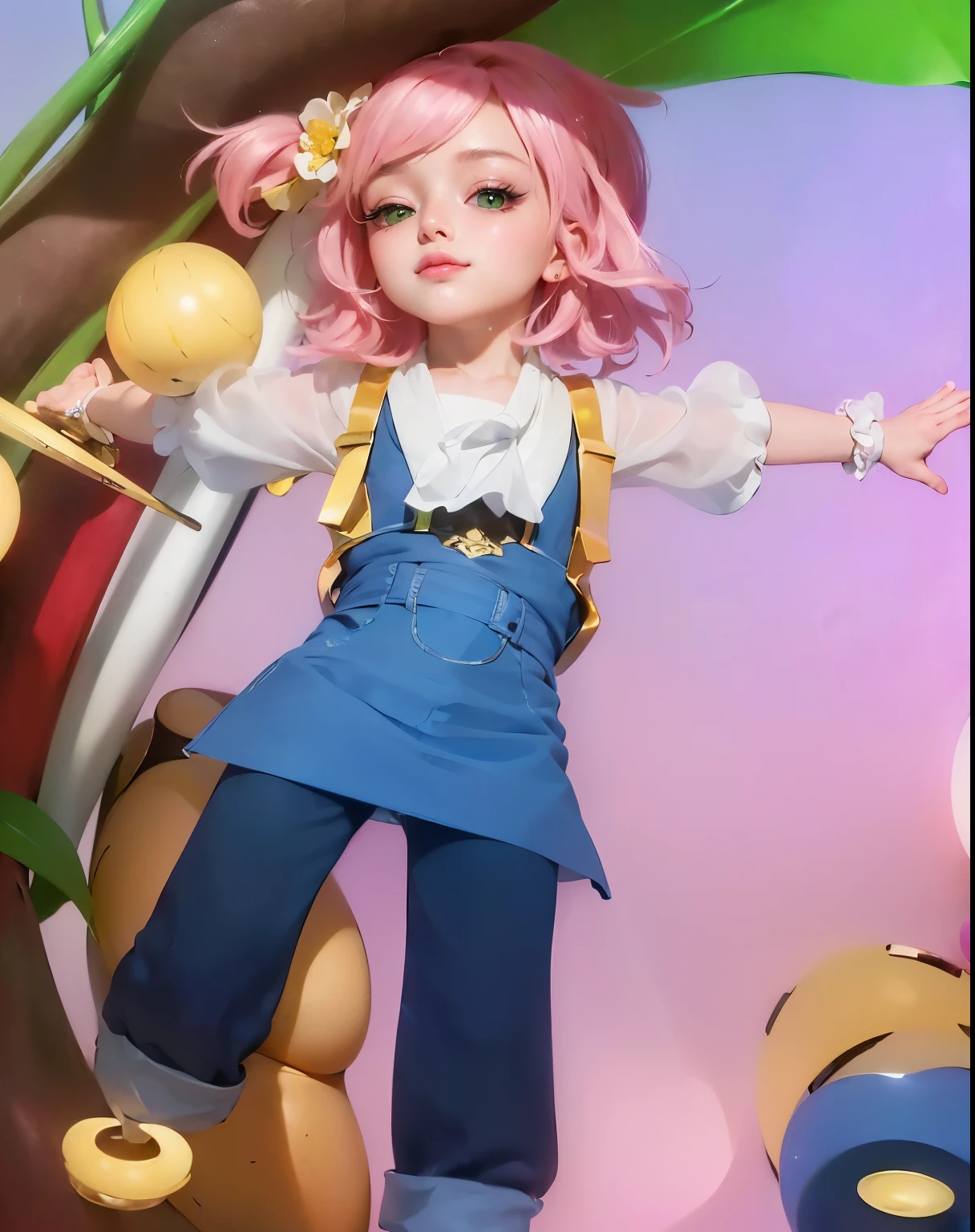 (8k, RAW photo, photorealistic:1.25) ,( lipgloss, eyelashes, gloss-face, glossy skin, best quality, ultra highres, depth of field, chromatic aberration, caustics, Broad lighting, natural shading, looking at viewer with a serene and goddess-like happiness, (8k, RAW photo, photorealistic:1.25) ,( lipgloss, eyelashes, gloss-face, glossy skin, best quality, ultra highres, depth of field, chromatic aberration, caustics, Broad lighting, natural shading, looking at viewer with a serene and goddess-like happiness, change from mobile legend game,pink hair, green eyes, green ribbon, green kimono outfit, dynamic pose, outer space, relisem