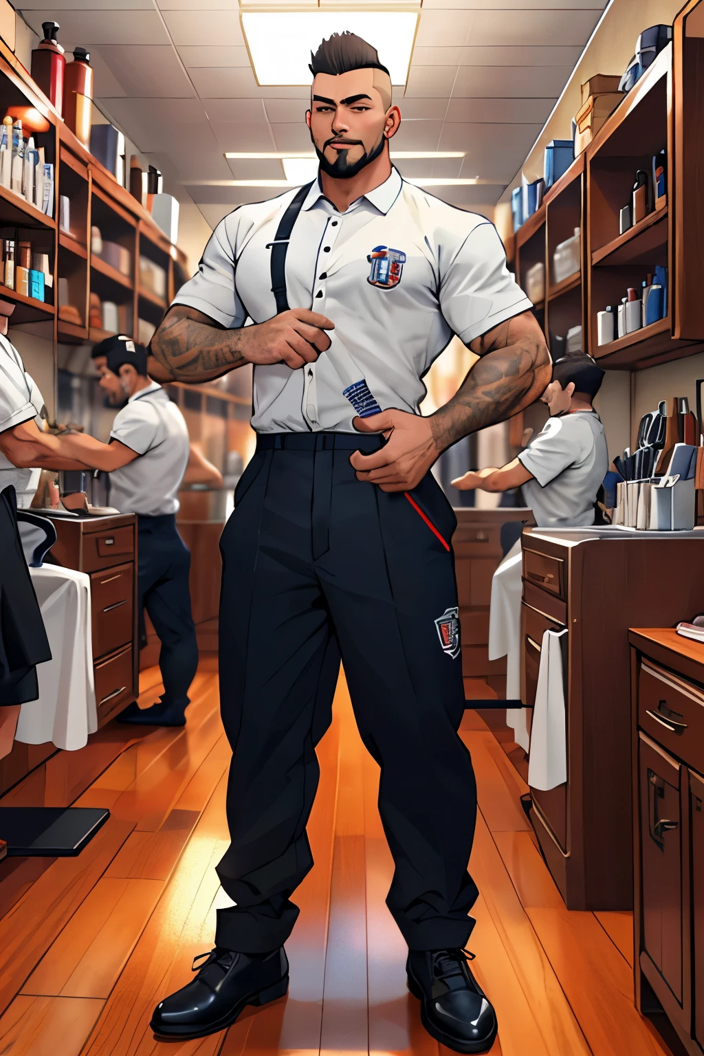 Generate a barbershop logo with the name “Barber shop Fábrica de dolls” with the slogan “Your image is my priority”