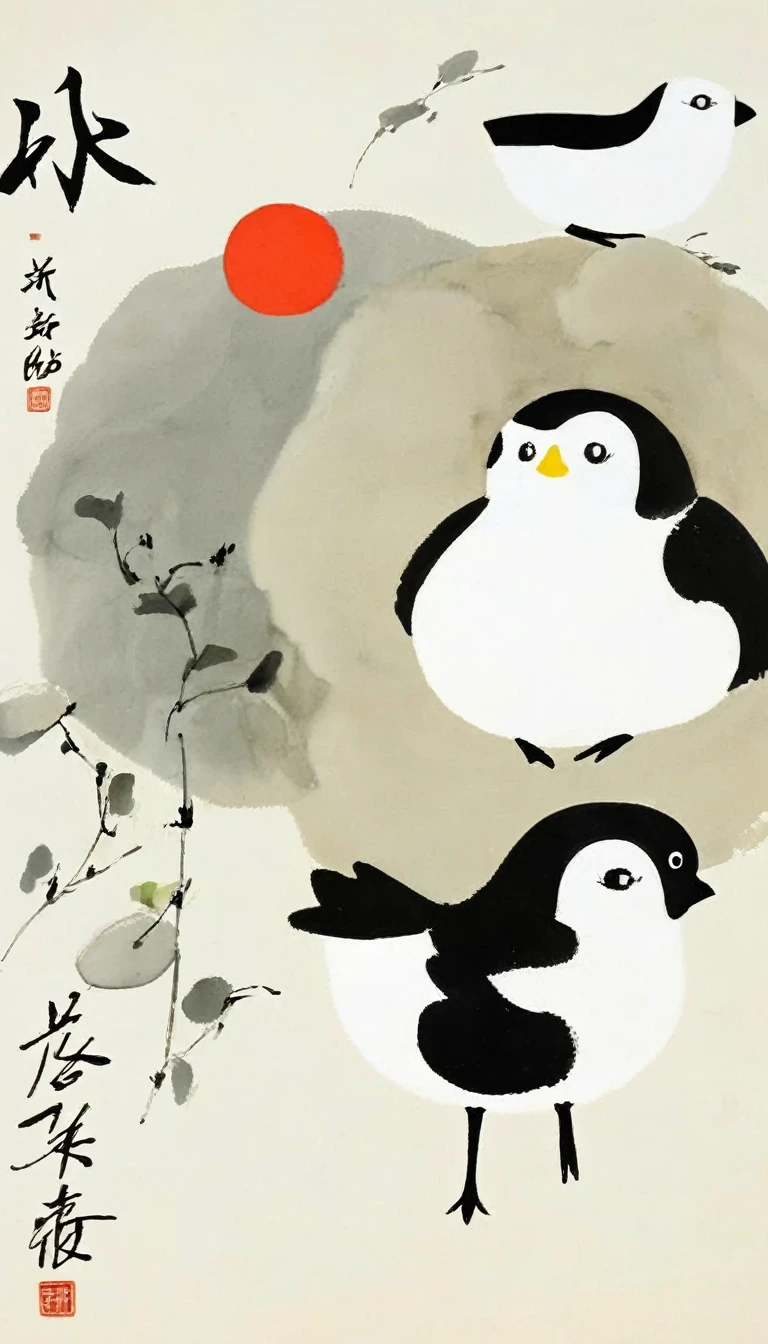(abstract ink painting:1.5),author:Wu Guanzhong,author:Wu Guanzhong,Wu Guanzhong的艺术风格,The fusion of Chinese ink painting and modernist aesthetics,Simple yet powerful lines and shapes,minimalist,