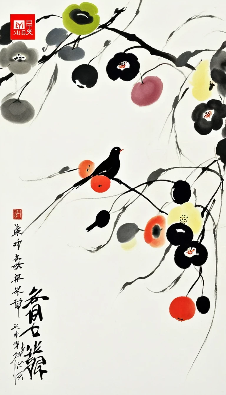 (abstract ink painting:1.5),author:Wu Guanzhong,author:Wu Guanzhong,Wu Guanzhong的艺术风格,The fusion of Chinese ink painting and modernist aesthetics,Simple yet powerful lines and shapes,minimalist,