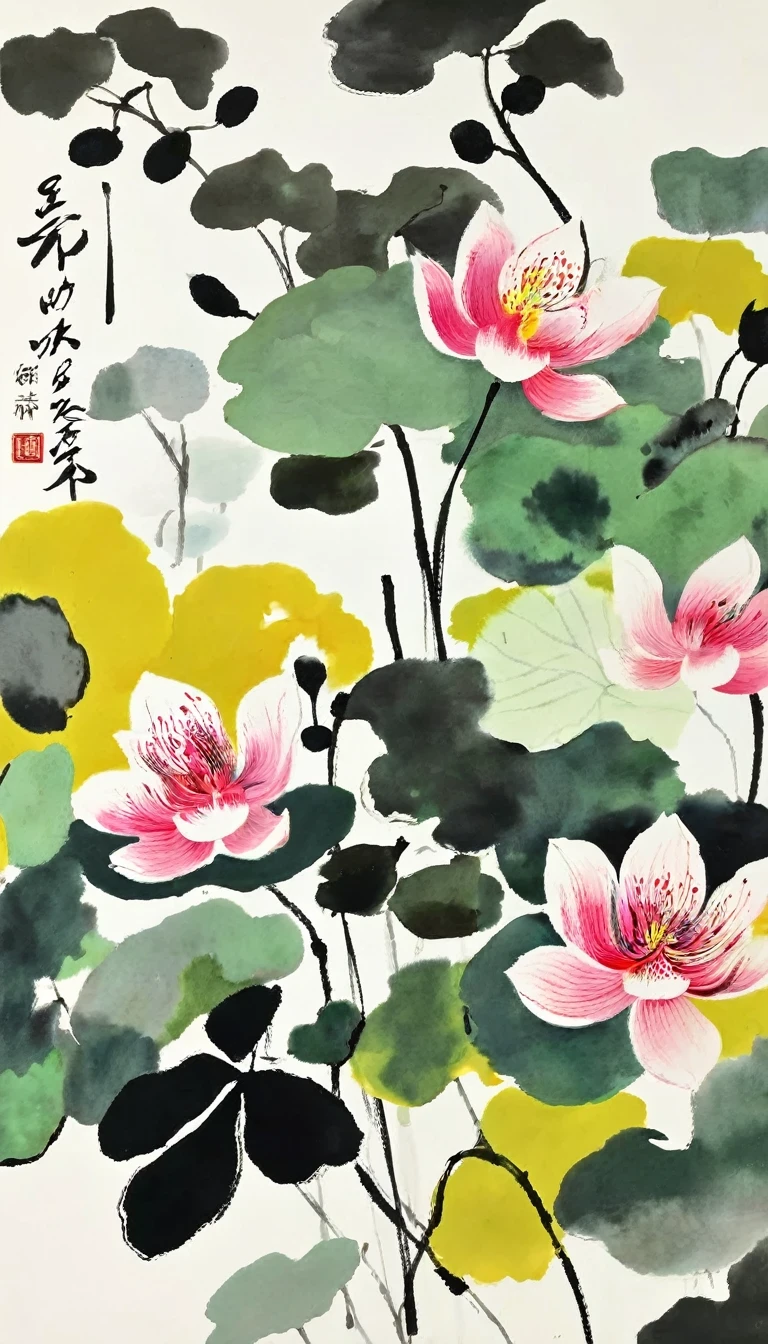 (abstract ink painting:1.5),author:Wu Guanzhong,author:Wu Guanzhong,Wu Guanzhong的艺术风格,The fusion of Chinese ink painting and modernist aesthetics,Simple yet powerful lines and shapes,minimalist,