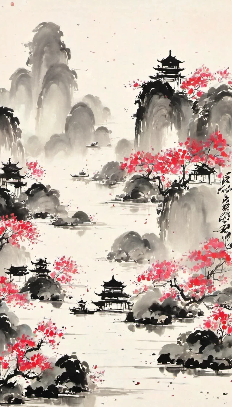 (abstract ink painting:1.5),author:Wu Guanzhong,author:Wu Guanzhong,Wu Guanzhong的艺术风格,The fusion of Chinese ink painting and modernist aesthetics,Simple yet powerful lines and shapes,minimalist