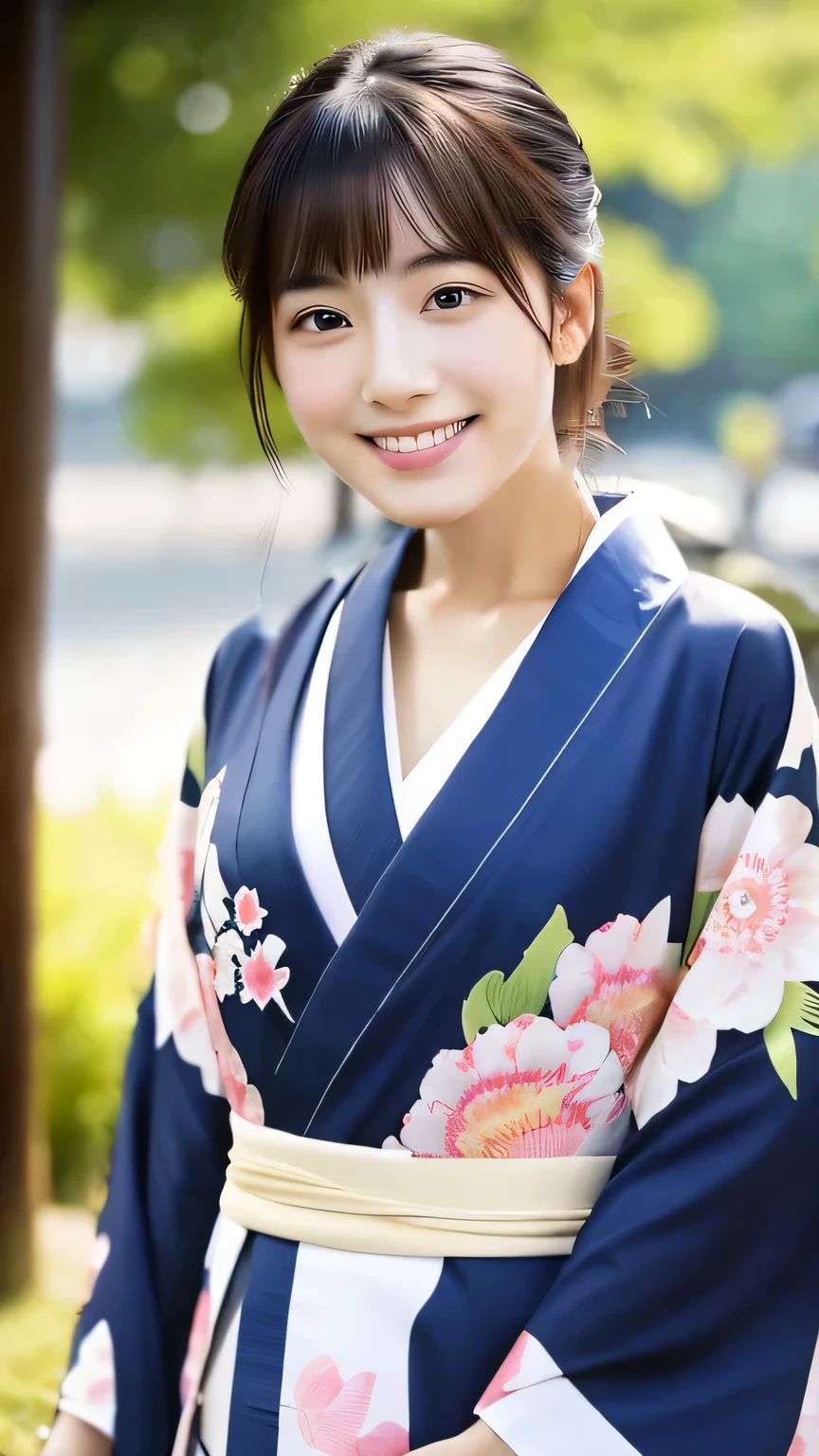 ((make your breasts bigger))、((white based kimono))