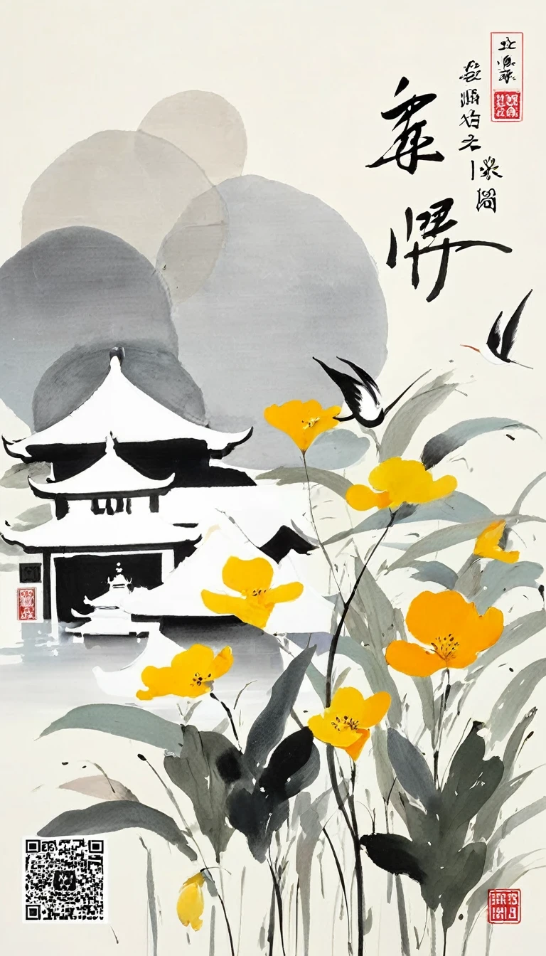 (abstract ink painting:1.5),author:Wu Guanzhong,author:Wu Guanzhong,Wu Guanzhong的艺术风格,The fusion of Chinese ink painting and modernist aesthetics,Simple yet powerful lines and shapes,minimalist