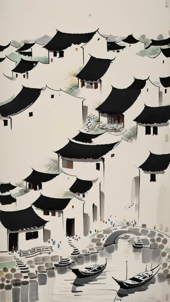 Wu Guanzhong, Wu Guanzhong&#39;artistic style, countryside，Chinese traditional ink painting