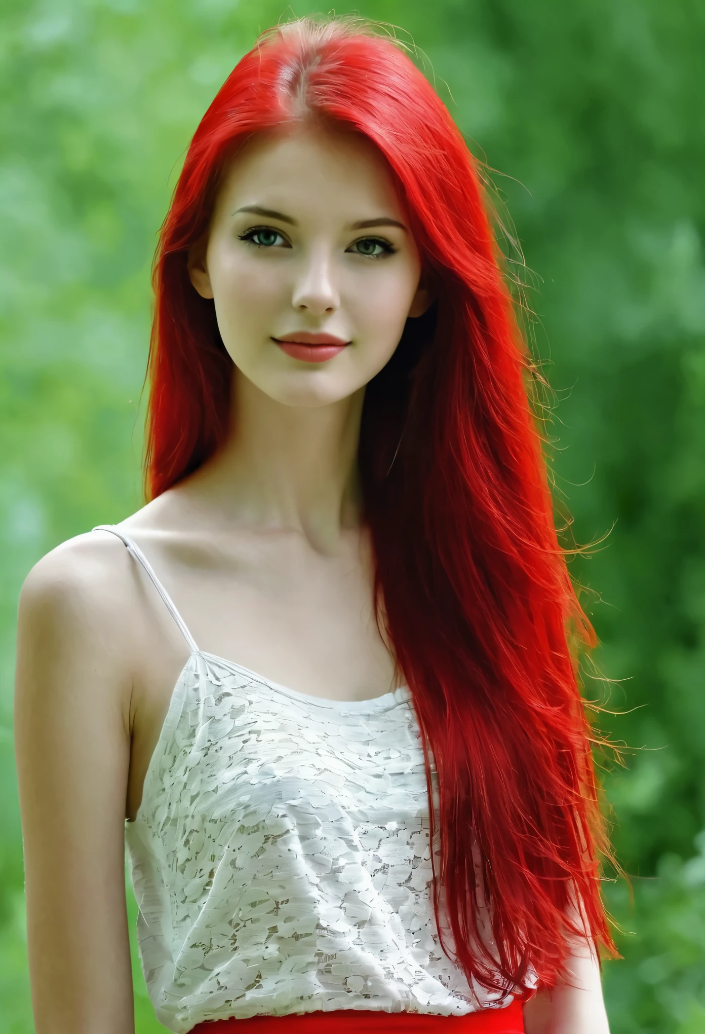 a girl . beautifull , tall , red