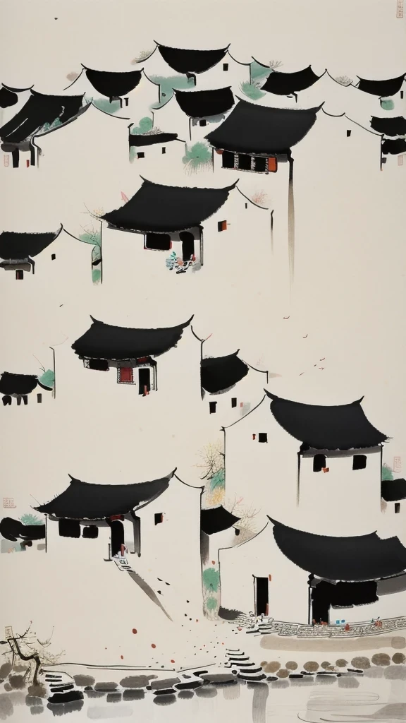 Wu Guanzhong, Wu Guanzhong&#39;artistic style, countryside，Chinese traditional ink painting