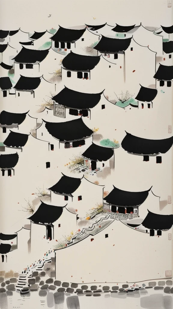 Wu Guanzhong, Wu Guanzhong&#39;artistic style, countryside，Chinese traditional ink painting