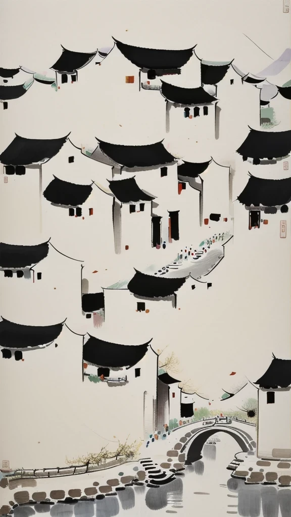 Wu Guanzhong, Wu Guanzhong&#39;artistic style, countryside，Chinese traditional ink painting