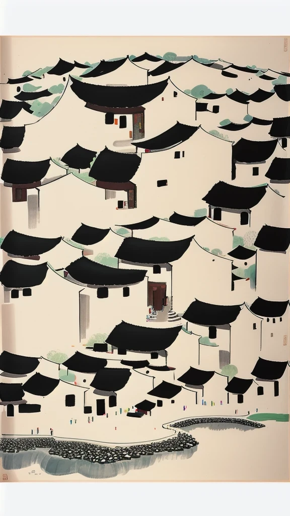 Wu Guanzhong, Wu Guanzhong&#39;artistic style, countryside，Chinese traditional ink painting