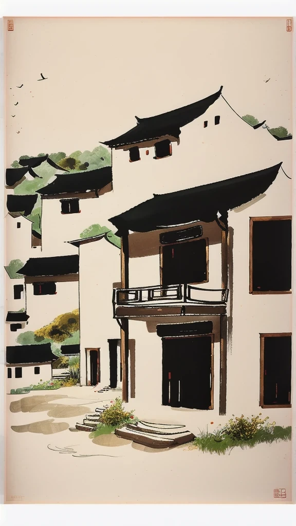 Wu Guanzhong, Wu Guanzhong&#39;artistic style, countryside，Chinese traditional ink painting