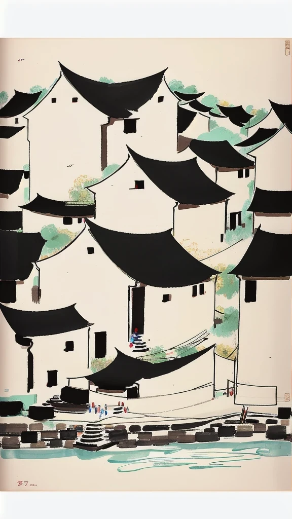 Wu Guanzhong, Wu Guanzhong&#39;artistic style, countryside，Chinese traditional ink painting