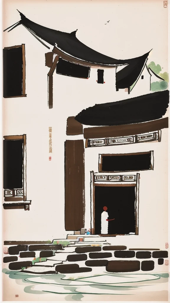 Wu Guanzhong, Wu Guanzhong&#39;artistic style, countryside，Chinese traditional ink painting