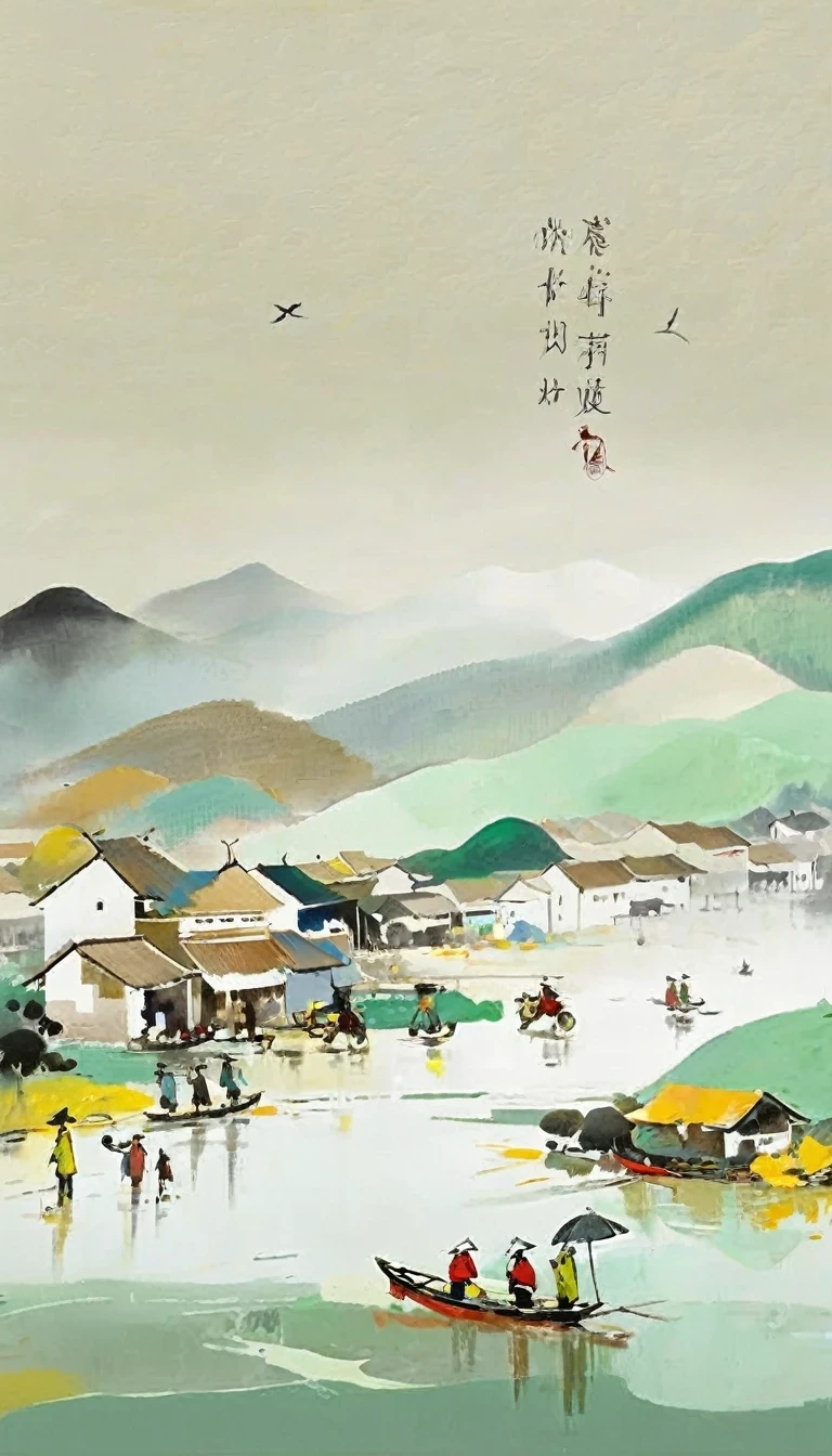 (abstract oil painting:1.5),author:Wu Guanzhong,author:Wu Guanzhong,Wu Guanzhong的艺术风格,The integration of Chinese ink painting and modern aesthetics