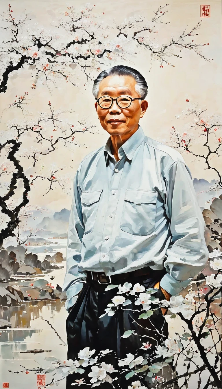 Wu Guanzhong,Wu Guanzhong，self-portrait，portrait，painter，artist