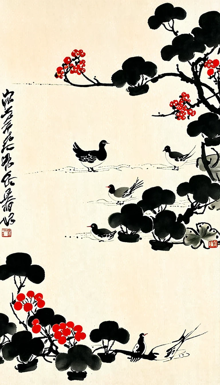 (Abstract主义painting:1.5),author:Wu Guanzhong,author:Wu Guanzhong,countryside,Wire,sketch,painting,ink,gongbi,painting,simple,Abstract,sketch,countryside,modernism