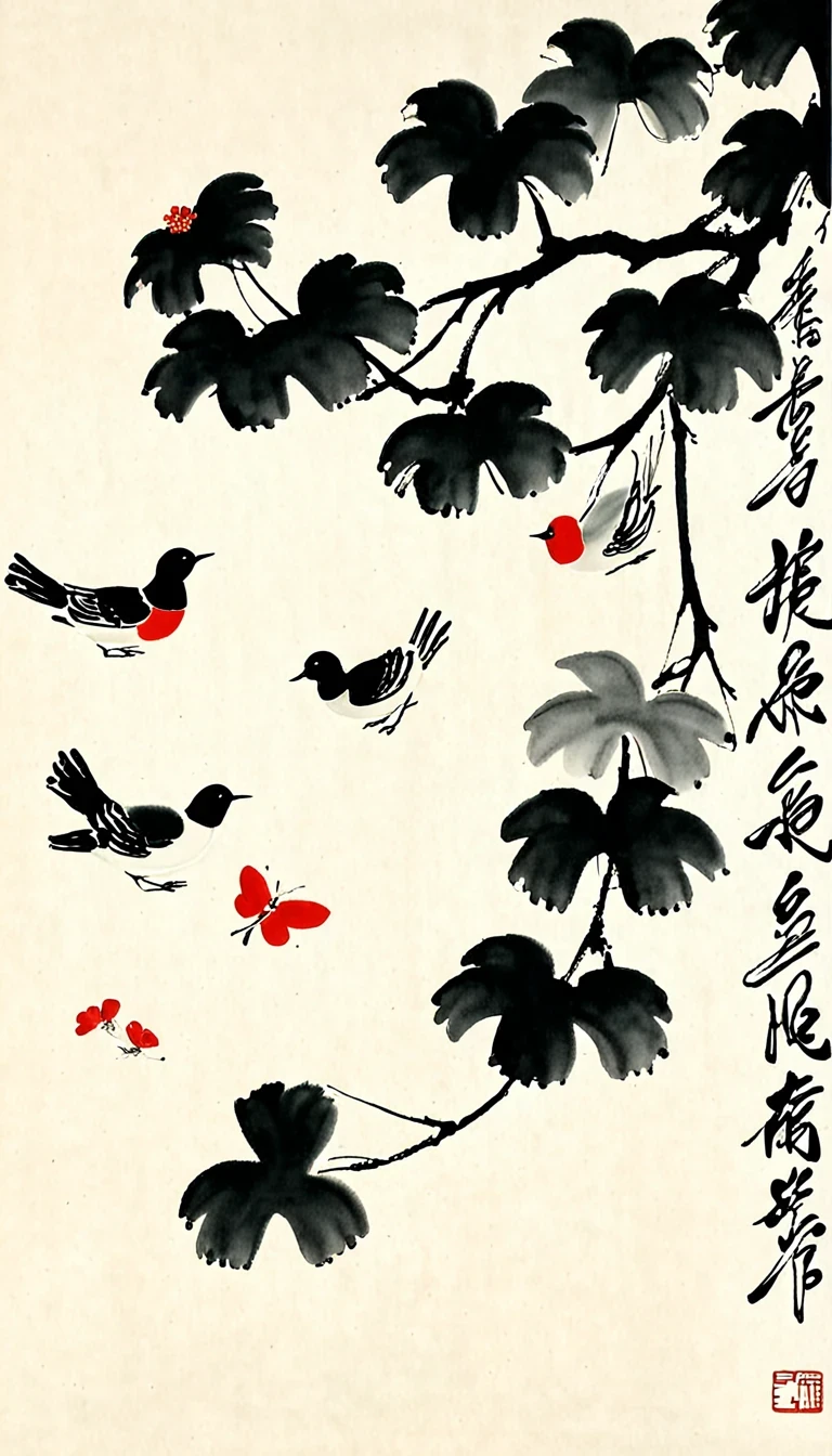(Abstract主义painting:1.5),author:Wu Guanzhong,author:Wu Guanzhong,countryside,Wire,sketch,painting,ink,gongbi,painting,simple,Abstract,sketch,countryside,modernism