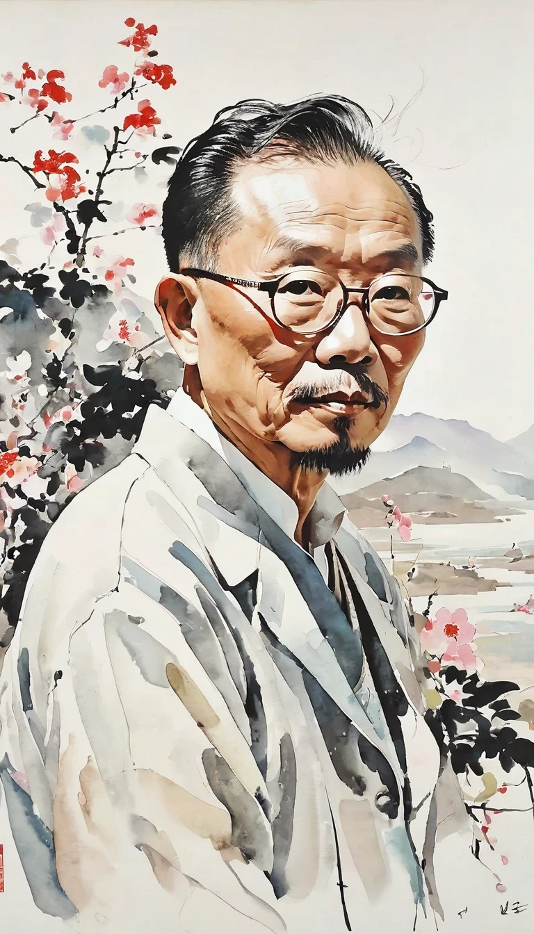 Wu Guanzhong,Wu Guanzhong,self-portrait,portrait