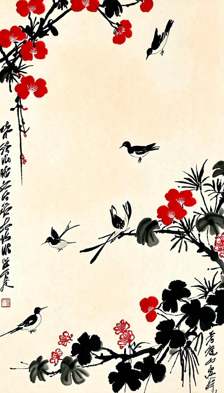 (Abstract主义painting:1.5),author:Wu Guanzhong,author:Wu Guanzhong,countryside,Wire,sketch,painting,ink,gongbi,painting,simple,Abstract,sketch,countryside,modernism