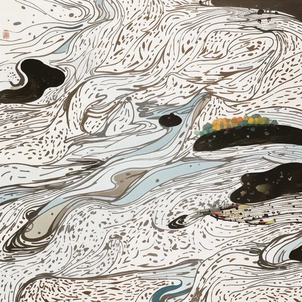 Lijiang River mist and rain,Wu Guanzhong