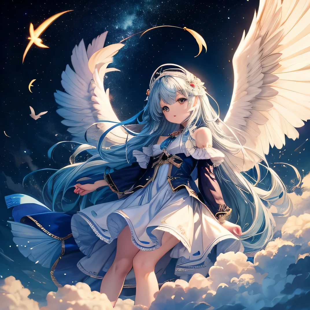 Many angels fly in the sky..,there are a lot of clouds.,High resolution images,there'on a comet.