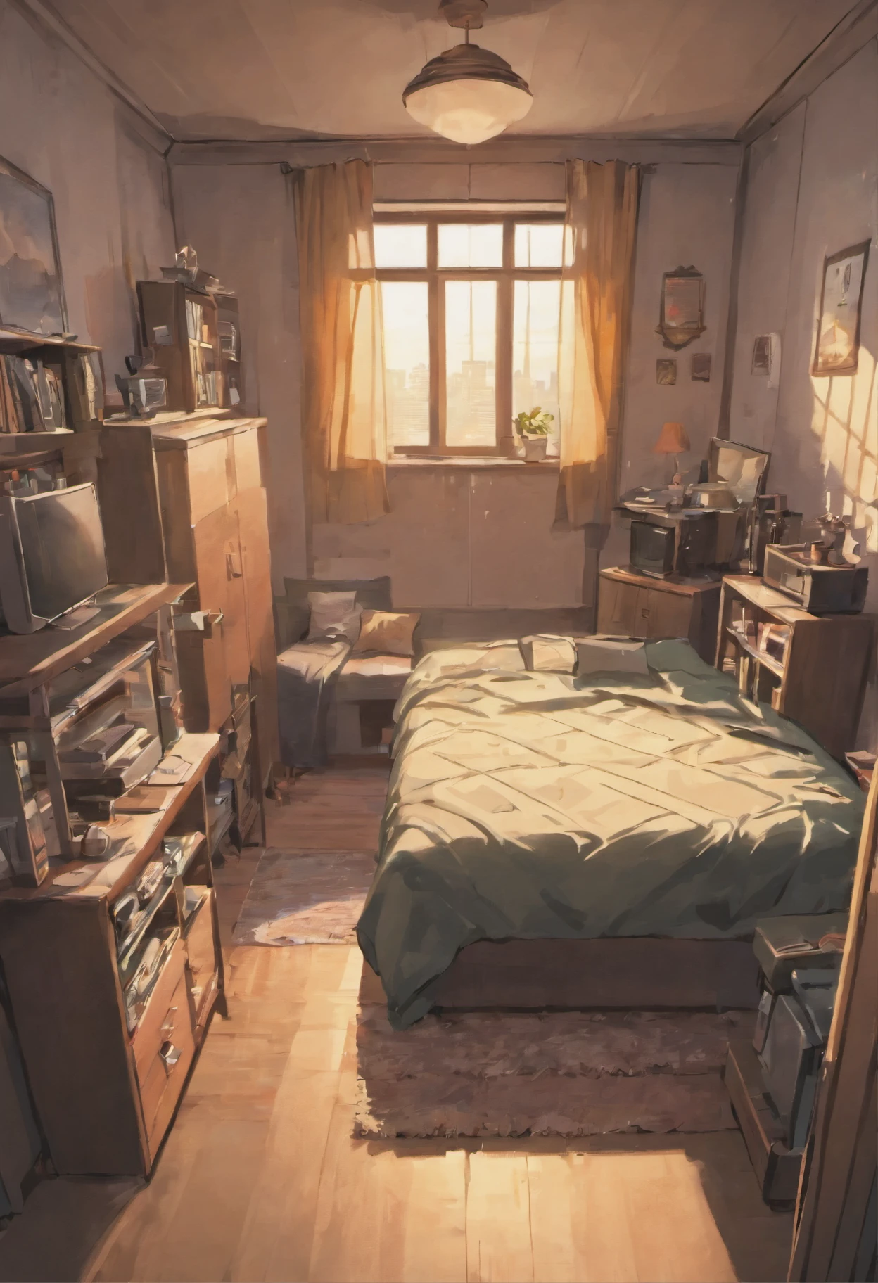 there is a living room with a television and a table, soviet apartment, old apartment, apartment of an art student, big spatious room, inside an old apartment, soviet interior, living room, interior of a living room, furnished room, an interior of room, my home, taken with sony a7r camera, very coherent image, at home, the living room