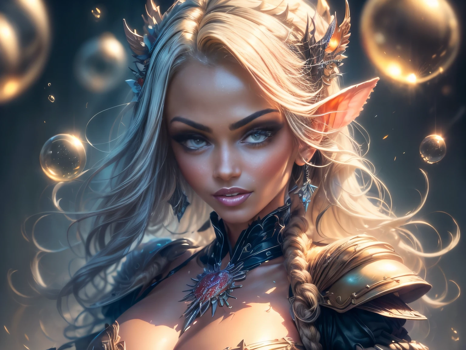 ((masterpiece:1.5)). This work of art is sweet, dreamy, idyllic and ethereal, with soft violet watercolor tones and many ornate bubble accents with iridescent colors. beautiful fairy dress, Generate a delicate and demure fae exploring a (Bubblegum World with a wide variety of pastel shades).(Floating low), Her sweet face is extremely detailed and realistic with elegant features., A perfect, half-open and sensual mouth ,with swollen, kissable lips, and looks like ((((a classy Micarah Tewers)))). His lips are a uniform shade of pink. Includes fun and impressive features. Highly realistic eyes. His eyes are important and must be hyper-realistic, highly detailed and beautiful. In high definition and detail, it includes many details such as stars, galaxies, colorful bubbles, colorful petals, shiny paint drips, iridescence, and a lot of energy and emotion. mouth are important!)), ((Includes fantasy details:1.6)), Improved details, Iridescence, Colorful and bright wind, and pollen. Pay special attention to your face and make sure it is beautifully detailed and realistic... camera: This art is dreamlike and ethereal and the camera should emphasize those features... Create something that is strikingly beautiful with fairy tones. Use dynamic composition techniques, ((Imaginative scene)),((perfect, meticulously detailed:1.4)), ((full shot: 1.4, Dynamic pose:1.3)), ((Best quality)), ((Masterpiece)) , 3D, (Hyper Detailed: 1.3), ((Epic Scenery: 1.3)), (Photorealistic: 1.4), ((Front Camera, Long Shot)), ((Low Light Night Cinema Lighting: 1.2)) .32k.