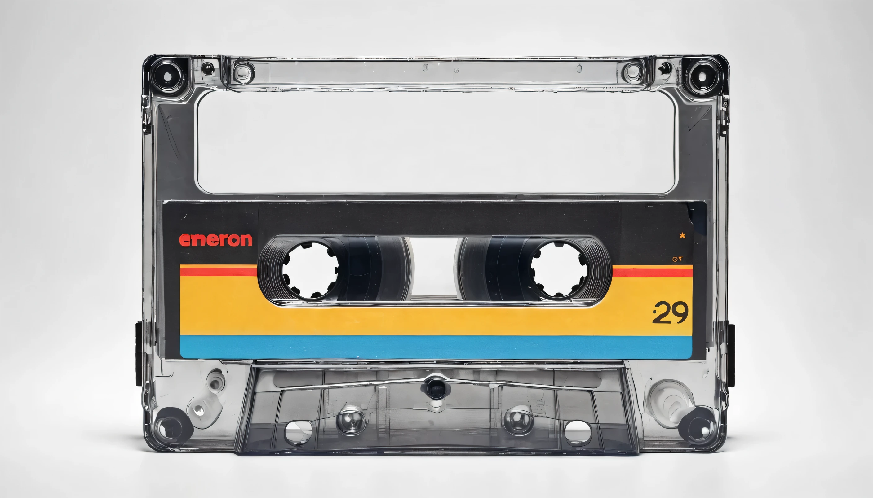 mage of a cassette, front view, vintage aspect, no background, no other items, no person present