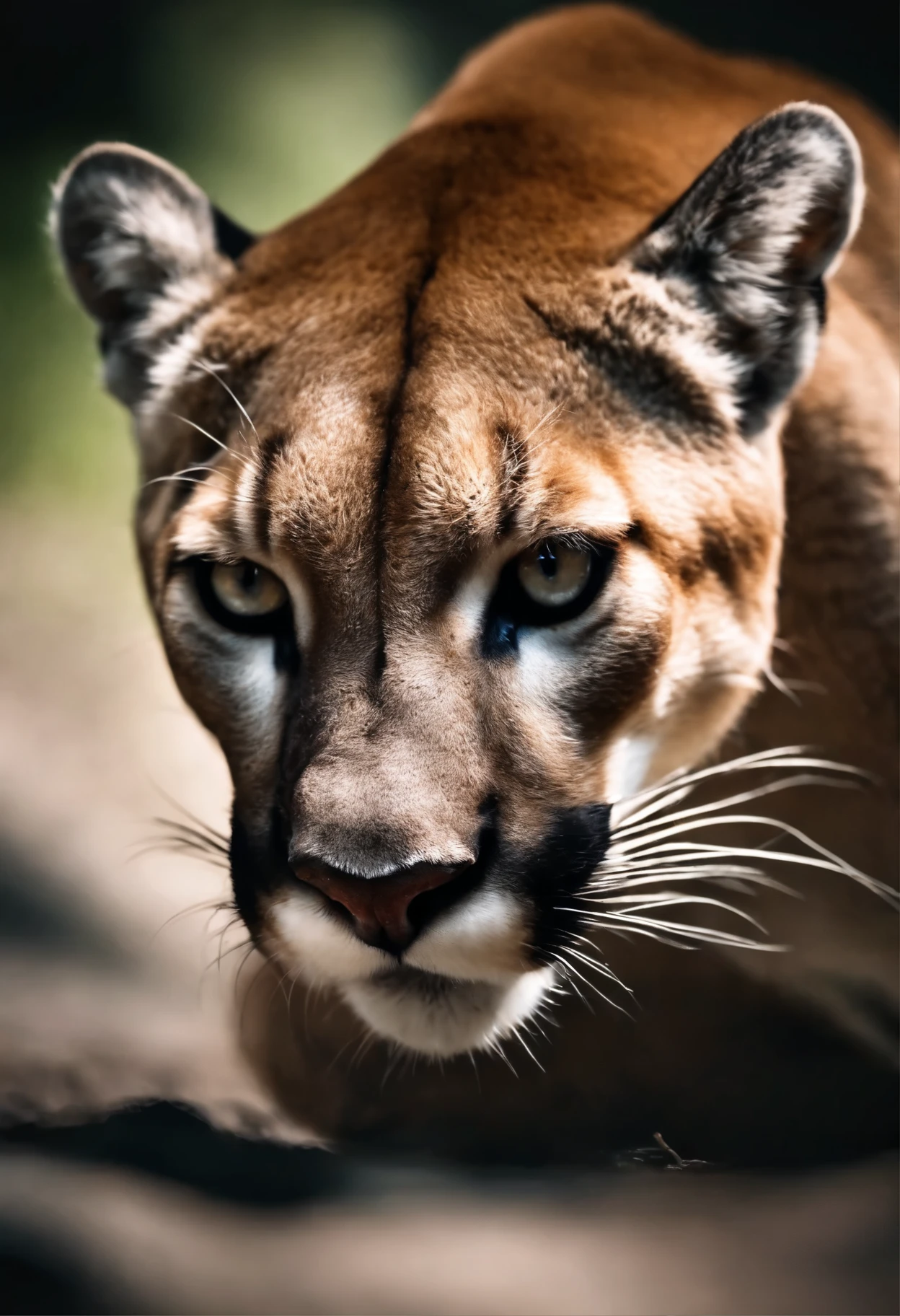 Realistic cougar crouching ready to attack