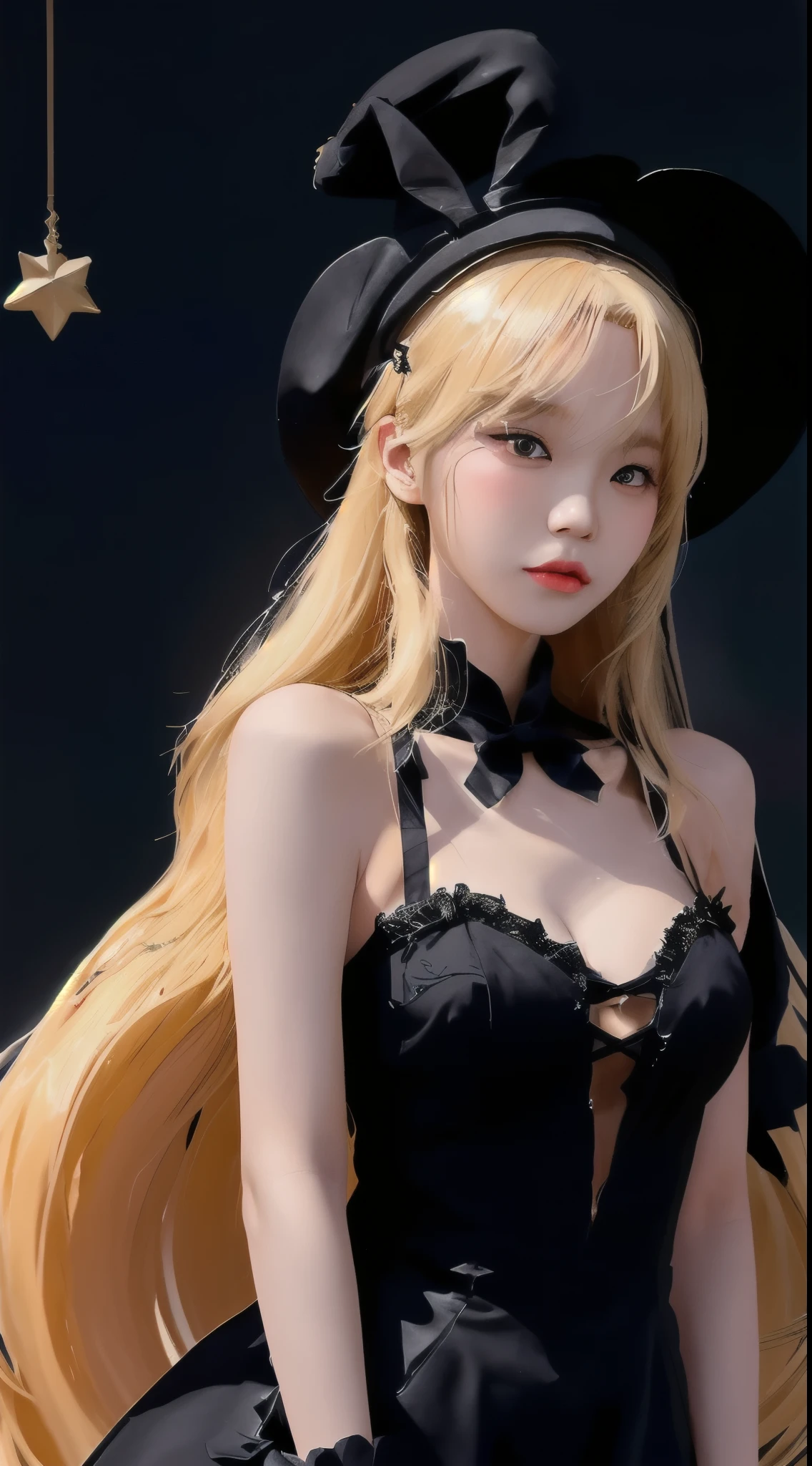 blond haired girl with bunny ears and long hair wearing a black dress and hat, fine details. girls frontline, artwork in the style of guweiz, trending on cgstation, from girls frontline, guweiz, ig model | artgerm, trending at cgstation, by Yang J, anime girl cosplay, photorealistic anime girl render, smooth anime cg art