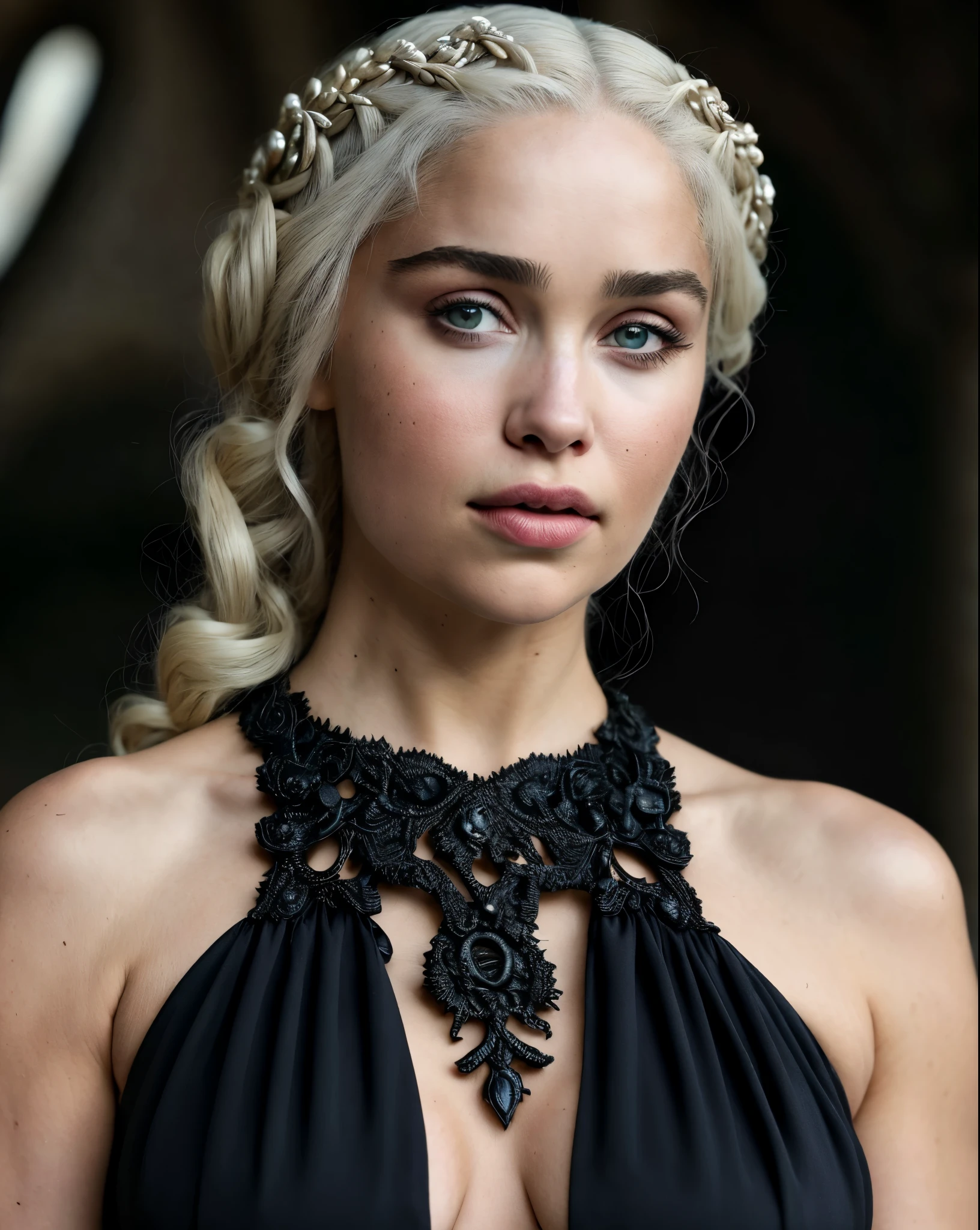 Royal Satin dress, Perfect eyes, flawless Beauty, pierced eyes, Masterpiece, Daenerys Targaryen, Gorgeous woman, queen, Queen Lady, Princess of Dragonstone, black mole on breast, The Unburnt, Queen of Meereen, Queen of the Andals, the Rhoynar and the First Men (claimant), Protector of the Seven Kingdoms (claimant), Khaleesi of the Great Grass Sea, Breaker of Shackles, Mother of Dragons, The One Who Was Promised, Lady of Dragonstone , 45 years Old, she is a Full growned lady now, beautiful mature lady, the queen, milf beauty, mature queen, Best quality, a small, charming Beauty, a captivating woman, fully ripen milf body, lustful queen, alluring appearance, unrivaled beauty, wonderful breasts, large breasts, mediaeval erotic costumes, a Game of Thrones-inspired costume, a close-up of a woman from the middle ages, Daenerys Targaryen, Daenerys, resembles Emilia Clarke, Emilia Clarke, scene from "Game of Throne," deep cleavage, warrior princess, healthy body, perfect thick body, attractive figure, fleshy body, style of "Game of Throne," beautiful lady, beautiful woman, mediaeval clothes, stunning woman, 8K, insane details, dress made of clothes and jewelry, perfect hair, styled hair, high clarity eyes, perfect hands, perfect fingers, perfect eyes, sharp focus,
