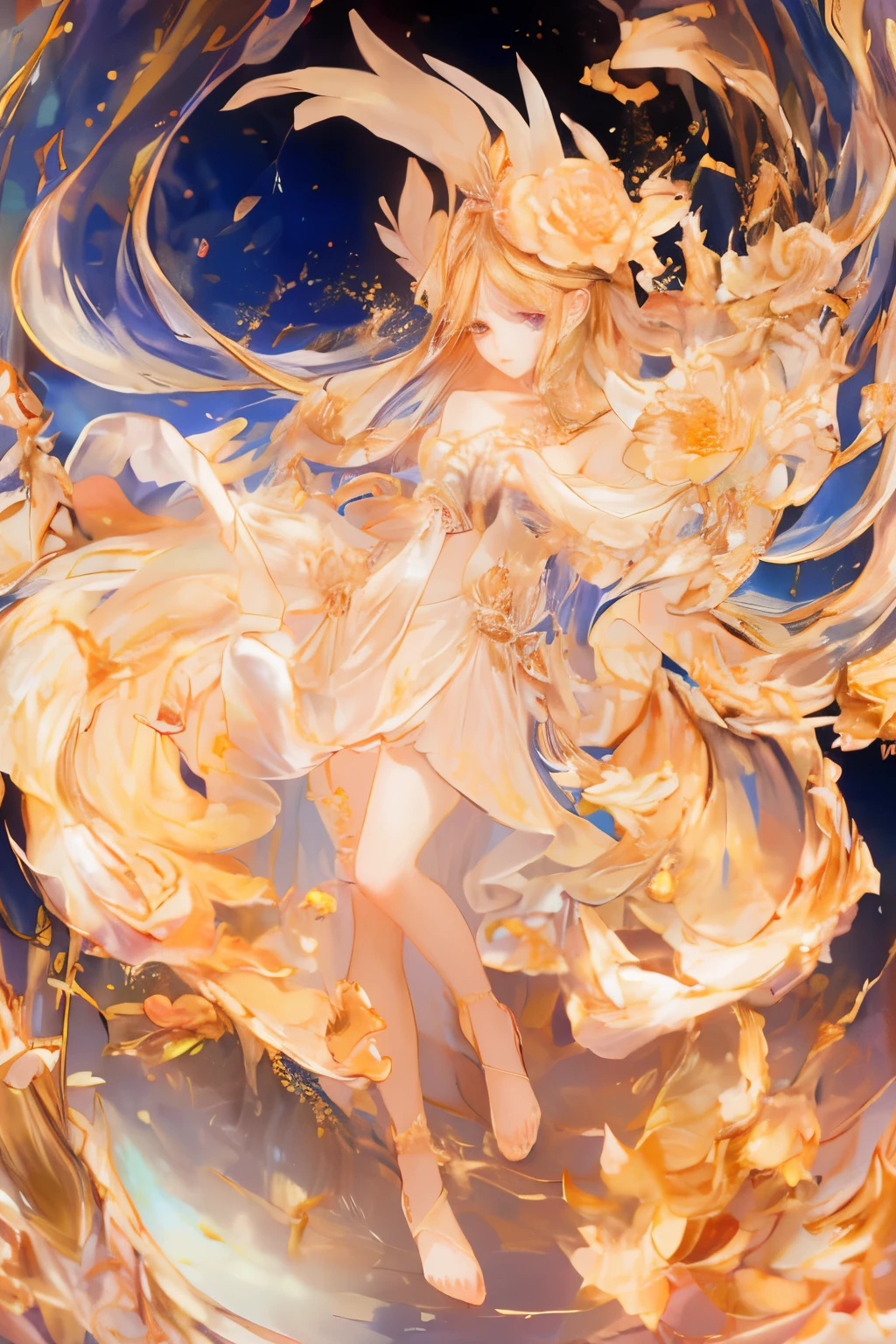 best masterpiece,blonde beauty,As beautiful as a flower,As serious as the Queen of Hades,The ferryman bowed his head,Daffodils bloom at the soles of your feet,Greek mythology,A goddess,Exquisite