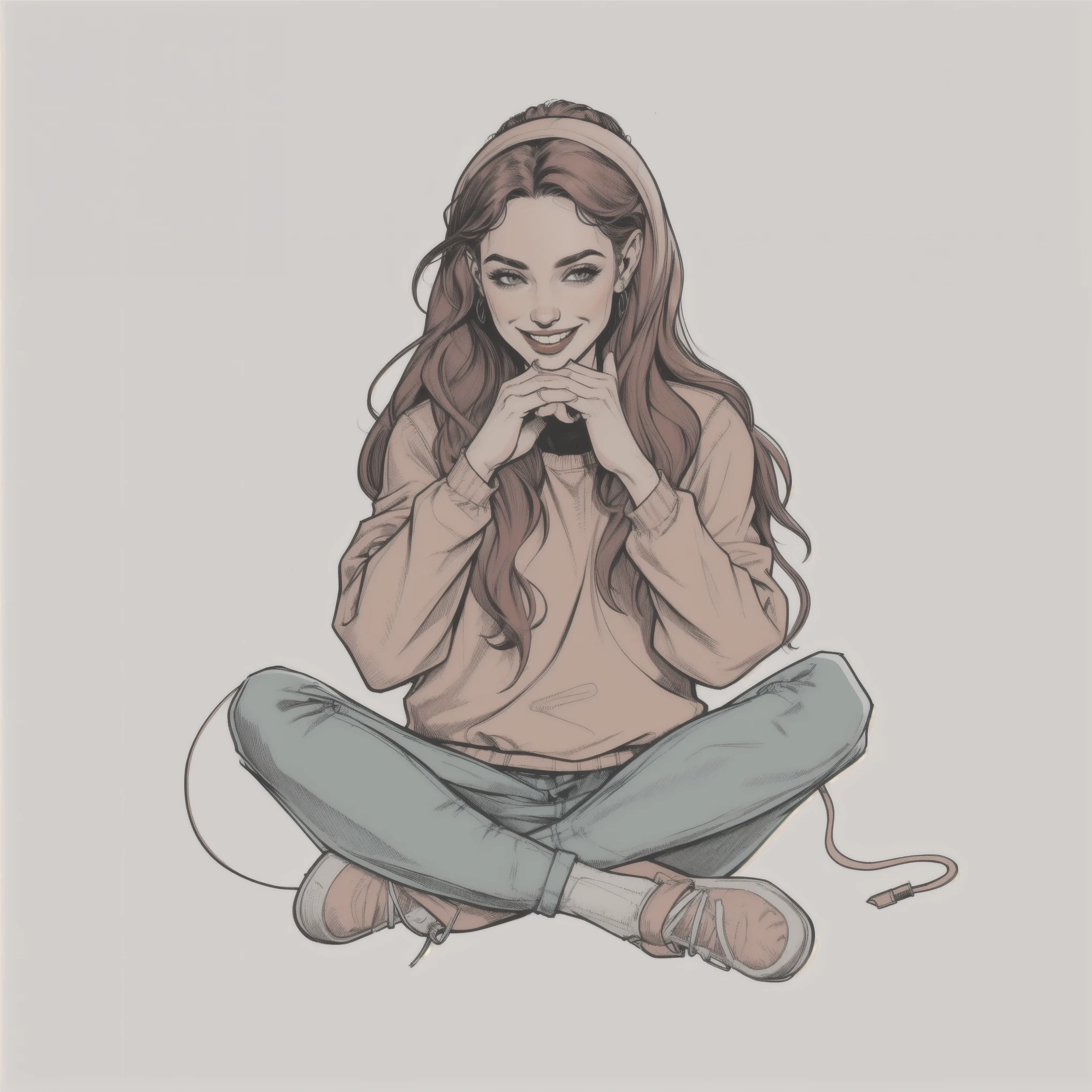 Digital Comic Artwork of portrait of j3nn1f3rl4wr3nc3, happy, smiling, pretty, simple background, sharp, details, HD, HDR, 8K, best quality, best resolution, maximalist, masterpiece