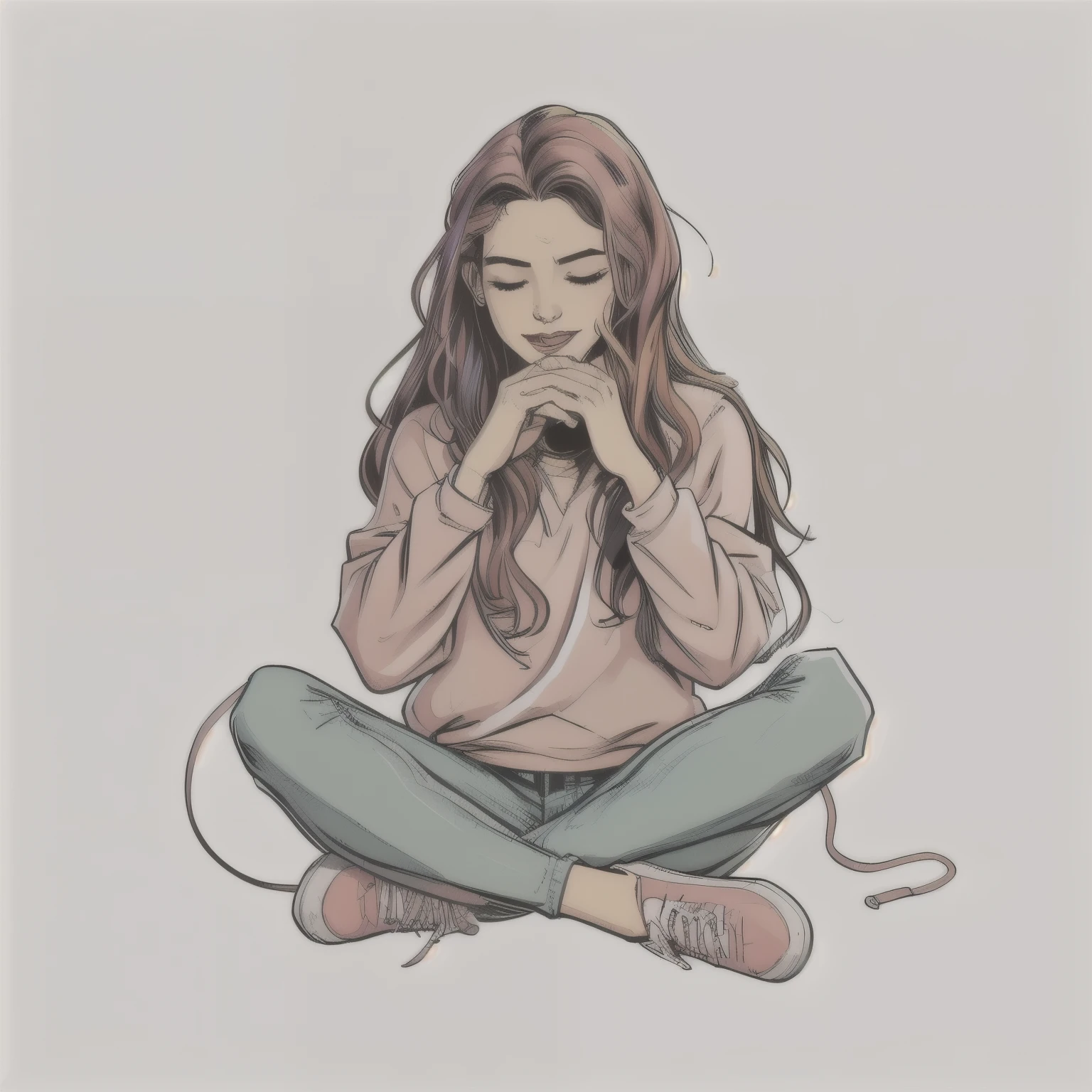 (closed eyes), (( girl sweet)) Digital Comic Artwork of portrait of j3nn1f3rl4wr3nc3, happy, pretty, simple background, sharp, details, HD, HDR, 8K, best quality, best resolution, maximalist, masterpiece