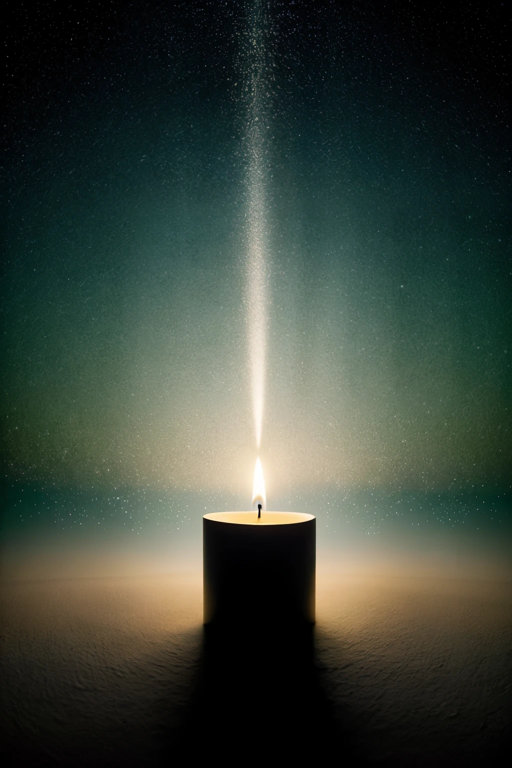 ((melhor qualidade)), ((obra de arte)), (detalhado), A captivating cinematic conceptual photograph of a flickering candle, casting a mesmerizing interplay of light and shadow. The candlelight illuminates the dark space, revealing delicate wisps of mist that dance in the air, shimmering with a hint of sparkle. The atmosphere is serene, yet mysterious, evoking a sense of wonder and enchantment. The composition is beautifully framed, inviting viewers to step into this magical realm and experience the ethereal beauty of light and shadow., cinematic, conceptual art, photo