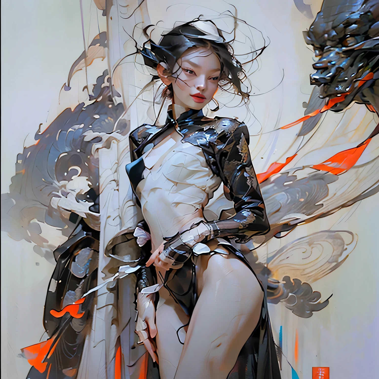 ((Create MAXZenArt!)), (young), (young girl, 16 years, naked, full length, naked body, dark hair, bright skin, Scarlet lips, smile; black, expressive playful eyes, long eyelashes))_( (top quality, Masterpiece), (one young girl - 16 years, naked, full length, white hair, white skin, Scarlet lips-smile; black, expressive playful eyes, long eyelashes), (black translucent - chiffon dress, Golden Line, very short peignoir dress, (erotica), (sexuality), (very sexy body, seductive body, Small beautiful breasts, Genitals), (calm relaxed pose, Hair fluttering in the wind, half turned, look at the viewer, stylish girl model))_((digital painting, Broad brush strokes, outstanding skills, oil painting), (Daylight, soft warm shadows, contrasting cold light, Reflexes, come back, tracking))_((background – stunning blooming irises; ( violet, yellow, blue, white), (Petals, shoots))_((Highest quality workmanship, realism, digital painting, modern writing style, clear correct anatomy, mercy, ease of execution))