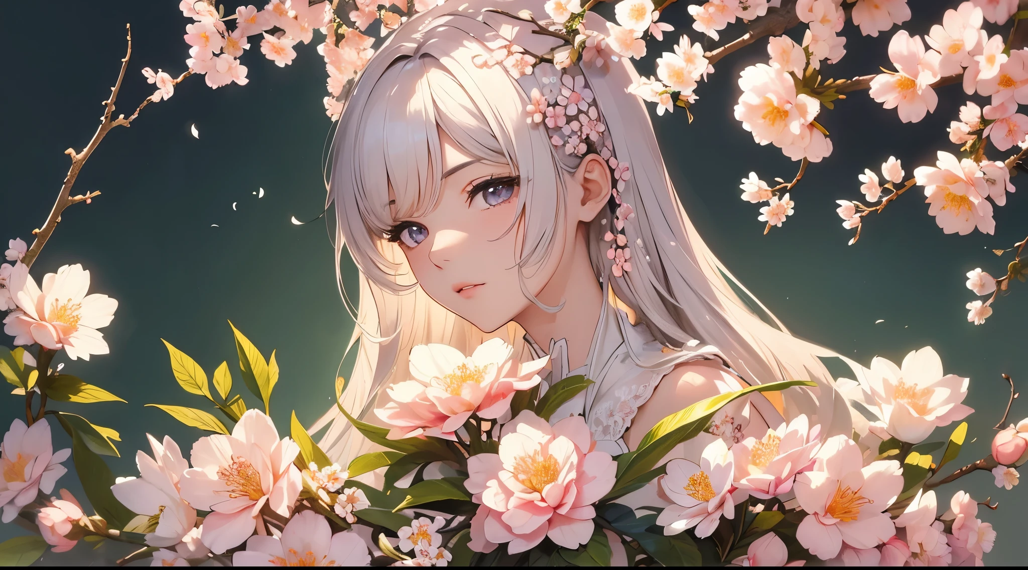 beautiful blossom flowers, ((best quality)), ((masterpiece)), (detailed), (masterpiece), (best quality), (ultra detailed), (illustration),