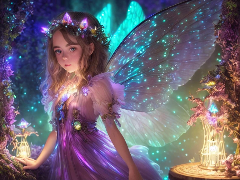 (highly detailed:1.2),(best quality:1.2),(8k:1.2),sharp focus,(subsurface scattering:1.1),award-winning photograph
(glowing bioluminescent forest:1.2),adorable chibi fairy ,kiernan shipka mackenzie foy barbara palvin, iridescent fairy wings
(very detailed background:1.2),(magical fantasy:1.0), (knollingcase:1.1),(dreamlikeart:1.1), dramatic lighting, by greg rutkowski alphonse mucha wlop
