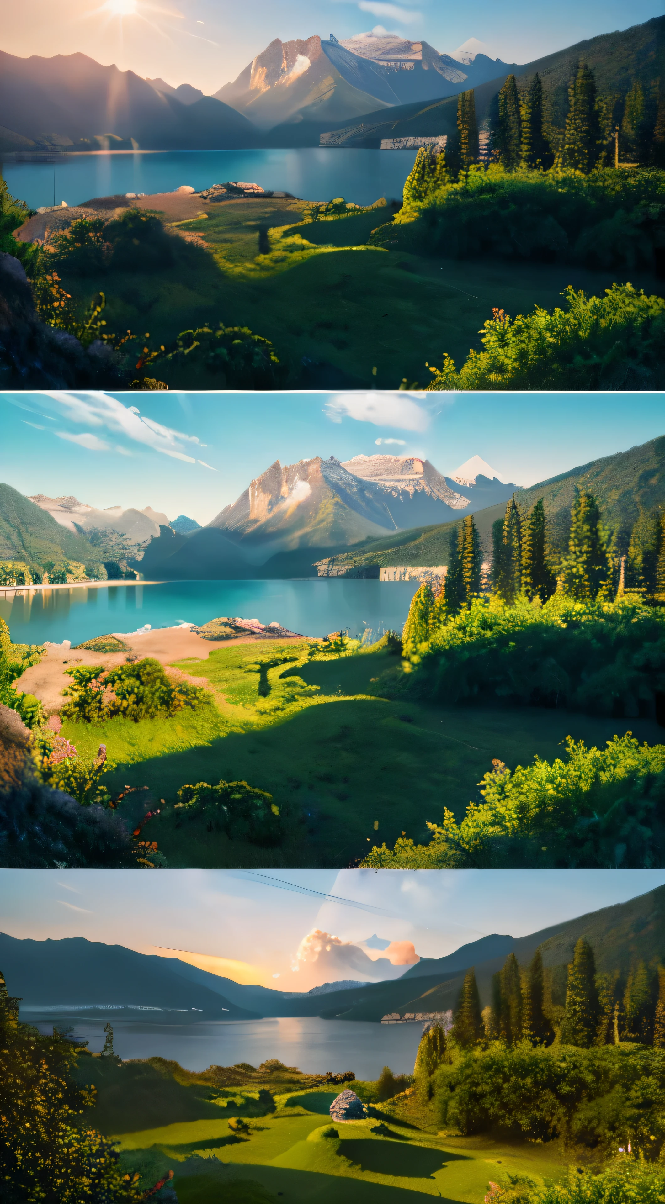A serene place, very pleasant, beautiful, calm and beautifully landscaped. photorealistic, 8k uhd, studio quality, ultra realistic, maximum detail, large scale, postprocessing, photorealistic, photorealistic, photoshop, photography, detailed, cinematic lighting, landscape, panorama, scenery, ray tracing, cinema4d