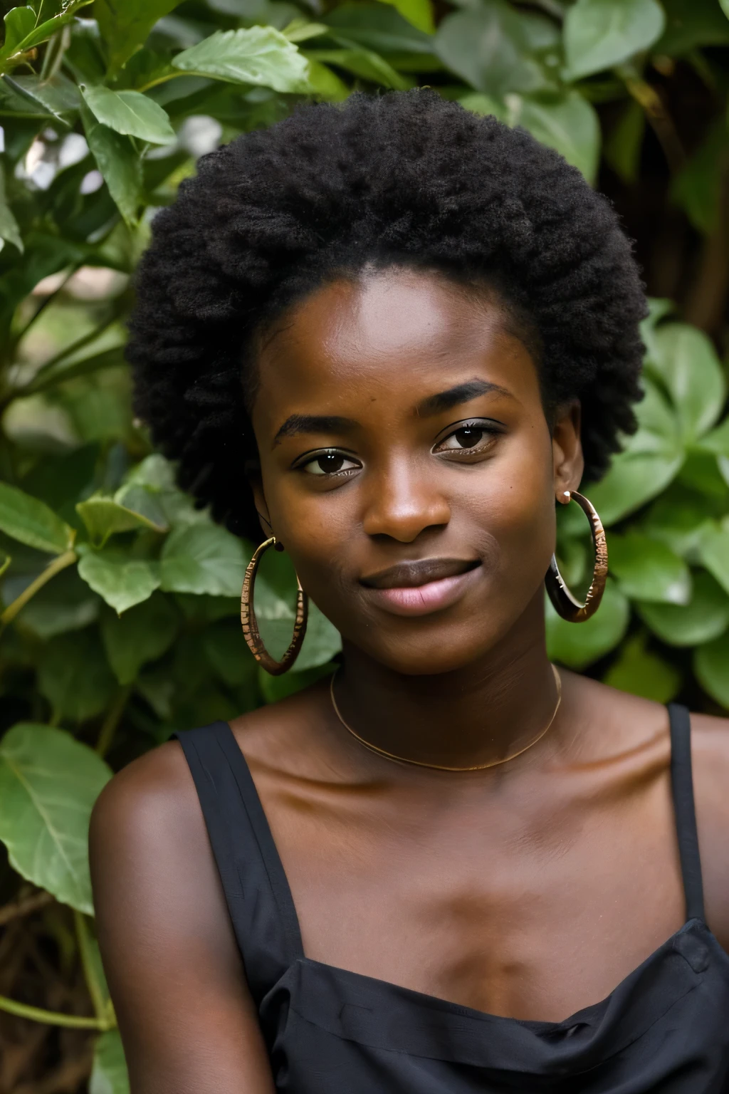 femme africaine super mignonne dans un thème sombre