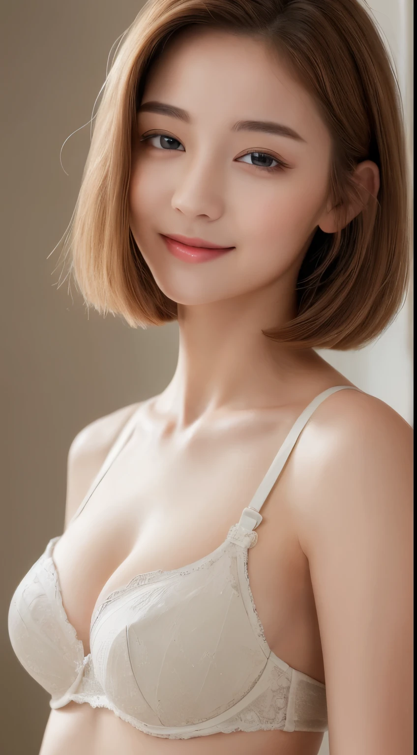 ((highest quality, 8k, masterpiece: 1.3)), 1 girl, The beauty of slim abs: 1.3, (hairstyle casual, big breasts: 1.2),bra: 1.1, super detailed face, delicate eyes, double eyelid, smile, Home,big breasts,cleavage