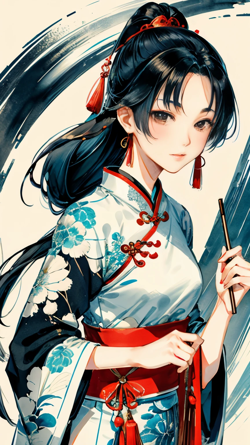 Wu Guanzhong Style、traditional chinese ink painting、western painting、Picture of a beautiful girl
