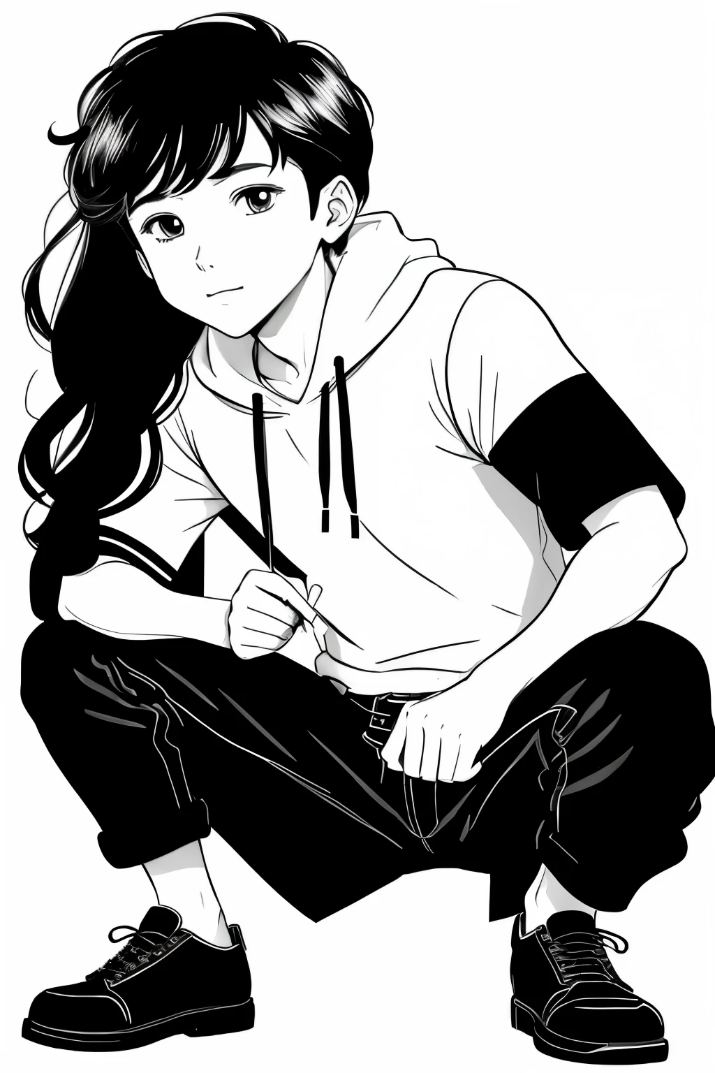 black and white outline art, for children, coloring book page, (man) completely white, children's style, white background, full body, Sketch style, (((((white background))) )) , use only sketch, cartoon style, line art, coloring book, clean line art.
