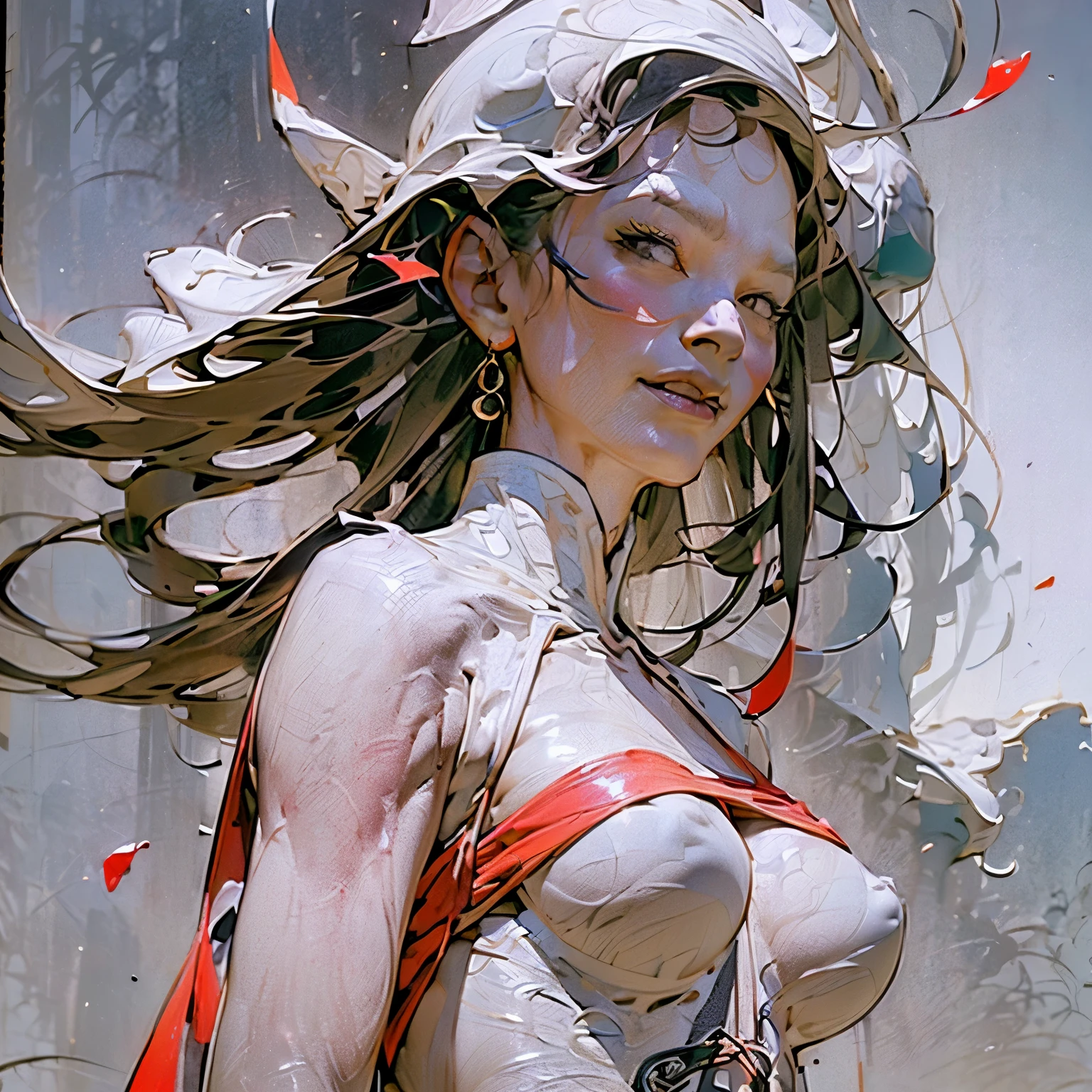 ((Create MaxZenArt!)), (Yuna), (young girl, , naked, full length, naked body, dark hair, light skin, scarlet lips, smile; black, expressive playful eyes, long eyelashes))_( (Top quality, masterpiece), (one young girl - 16 years oldl length, white hair, white skin, scarlet lips-smile; black, expressive playful eyes, long eyelashes), (black translucent - chiffon dress, gold line, very short peignoir dress, (erotica), (sexuality), (very sexy body, seductive body, small beautiful breasts, genitals), (calm relaxed pose, hair fluttering in the wind, half turned, look at the viewer, stylish girl- model))_((Digital painting, wide brush strokes, outstanding skill, oil painting), (daylight, soft warm shadows, contrasting cold light, reflexes, refraction, tracing))_((background - stunning blooming irises; ( purple, yellow, blue, white), (petals, shoots))_((Highest quality workmanship, realism, digital painting, modern brushwork, clear correct anatomy, grace, simplicity of execution))