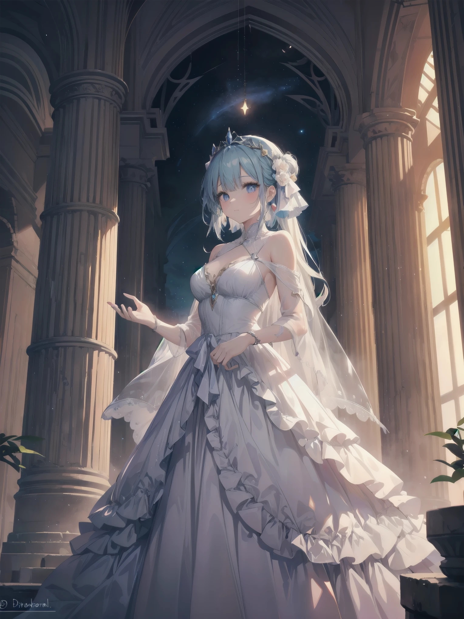 Artistic AI Art Galaxy、one girl、dynamic pose、"A Noblewoman's Whimsical Adventure"
Imagine a beautiful, elegant noblewoman, dressed in a stunning gown with intricate lace and beadwork, standing in front of a glowing, ethereal portal. She looks curious and adventurous, with a hint of mischief in her eyes. The portal seems to be leading her to a fantastical world, full of magical creatures, ancient ruins, and hidden wonders. The atmosphere is dreamy and surreal, with soft, pastel colors and delicate lighting.