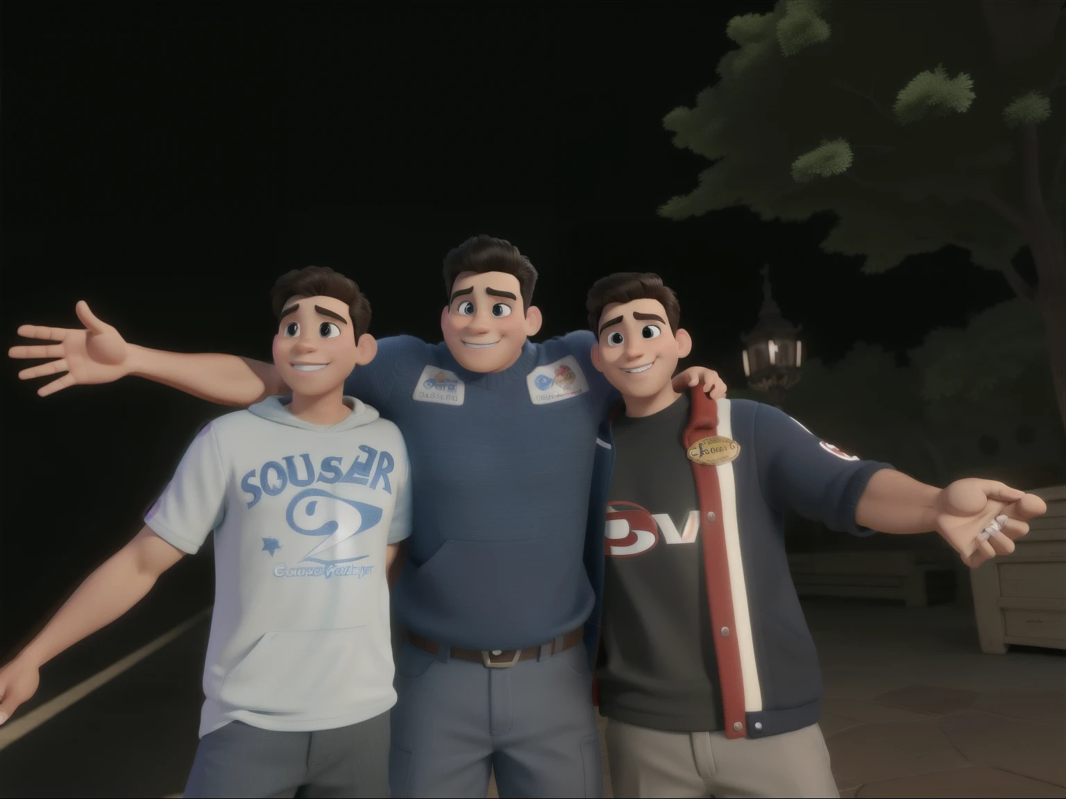 Three Men Disney Pixar Style, alta qualidade, melhor qualidade